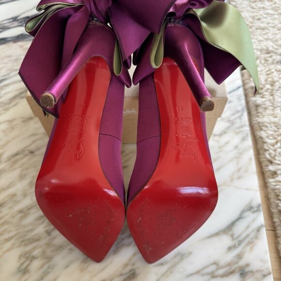 Christian Louboutin Fuschia Satin Anemone Stiletto Heels - Picture 11 of 15